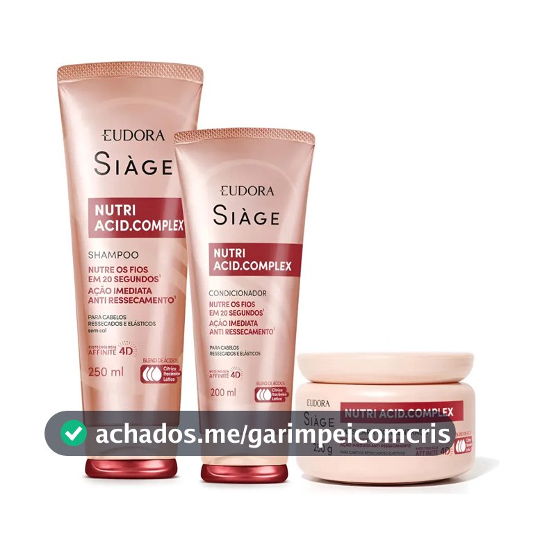 Kit 3 Siàge Nutri Acid Complex Shampoo Condicionador Máscara