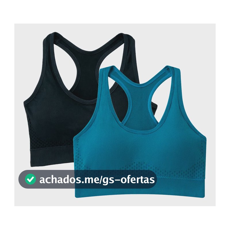 Kit 2 Top Nadador Fitness Com Bojo Costura Reforçada Fitness Preto-ciano Gg