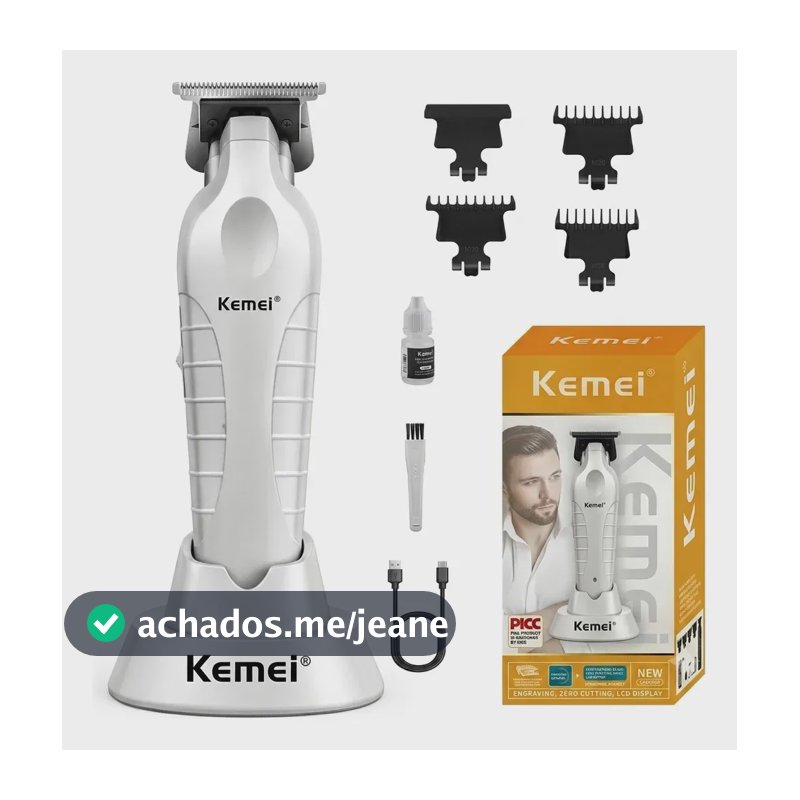 Máquina De Cortar Cabelo + Base De Carregamento Profissional Branco