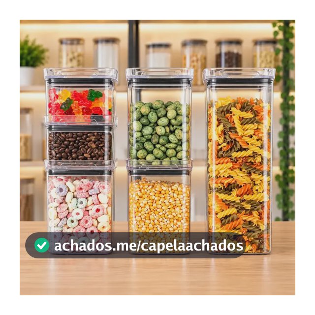Kit 6 Potes Herméticos Quadrados Amobox 500ml 1000ml 2200ml