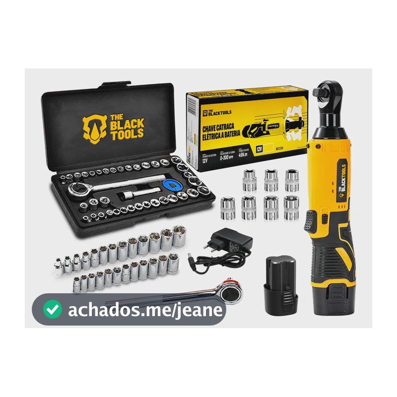 Kit Chave Catraca Bateria 12v 45nm Com Jogo Soquetes 40 Pcs
