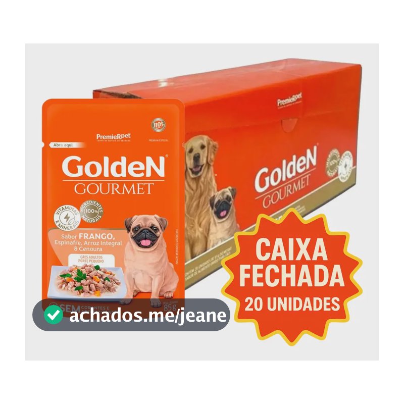 Ração Úmida Golden Frango Cães Adultos Pequenos Premier Pet 20 Un 85g