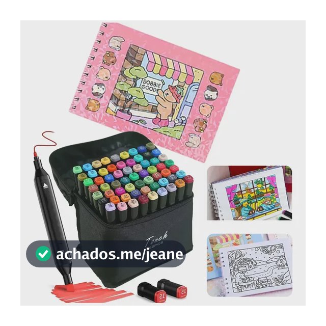 Kit Livro De Colorir + Canetinhas 24 Cores Ponta Dupla