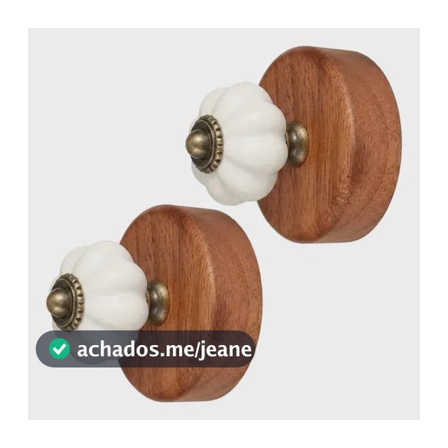 2 X Gancho Parede Cabide Madeira Porcelana Abóbora Premium