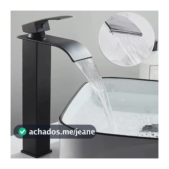 Torneira Cascata Alta Monocomando Em Aço Inoxidável 304 Cor Preto Fosco Com Bica Larga Quente E Frio Design Moderno E Anticorrosão Winda