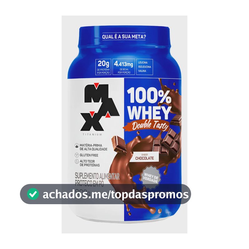 Whey 100% Concentrado Double Tasty Max Titanium Pote 900g Sabor Chocolate