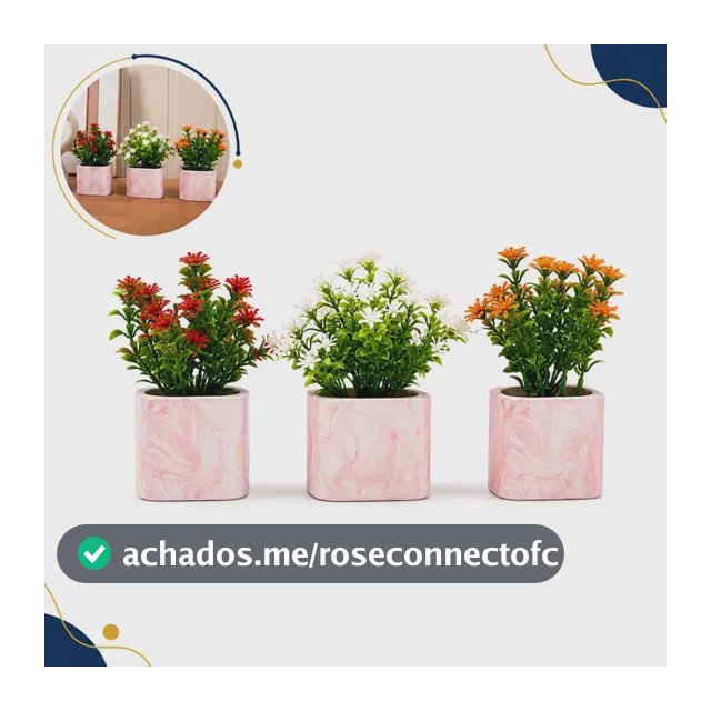 Vasos De Gesso Com Plantas Artificiais Artesanal Luxo Marmor Rosa Com Branco