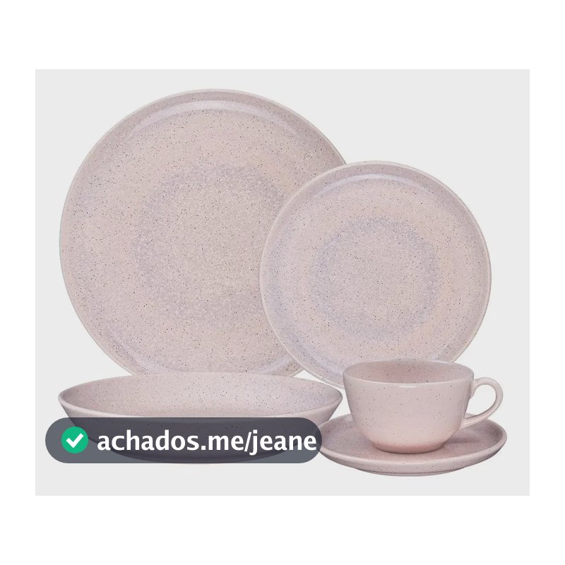 Aparelho De Jantar E Chá 30 Peças Flat Oxford Belle Rose Rosa