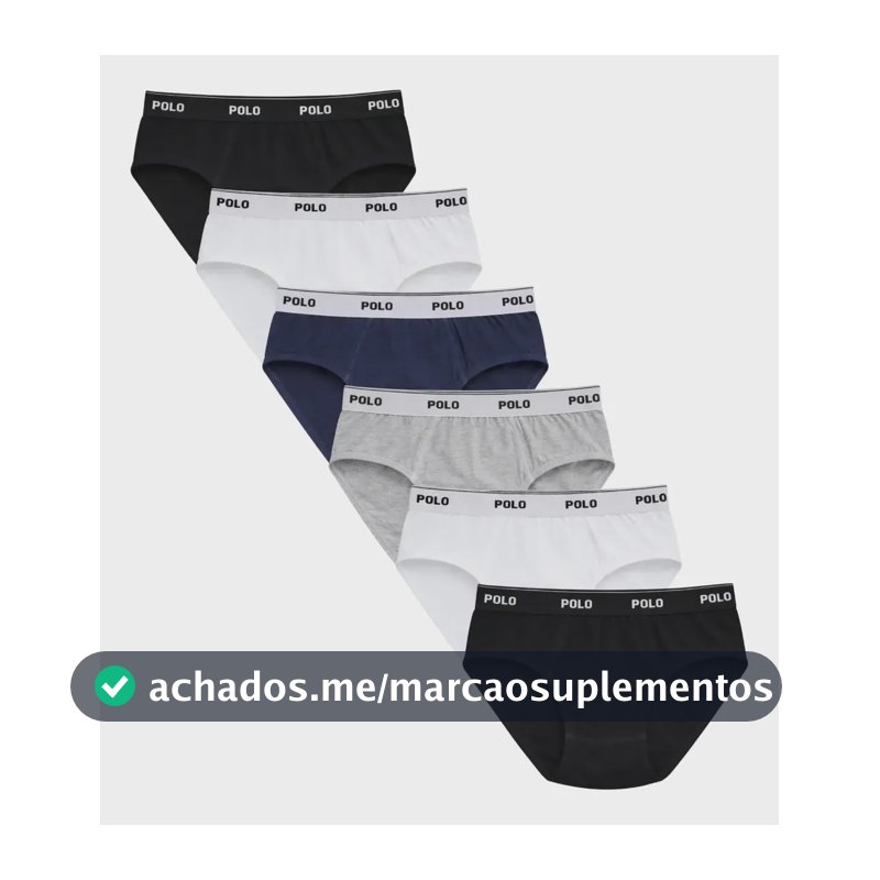 Kit 6 Cuecas Slip Polostar Cotton 100% Algodão Adulto