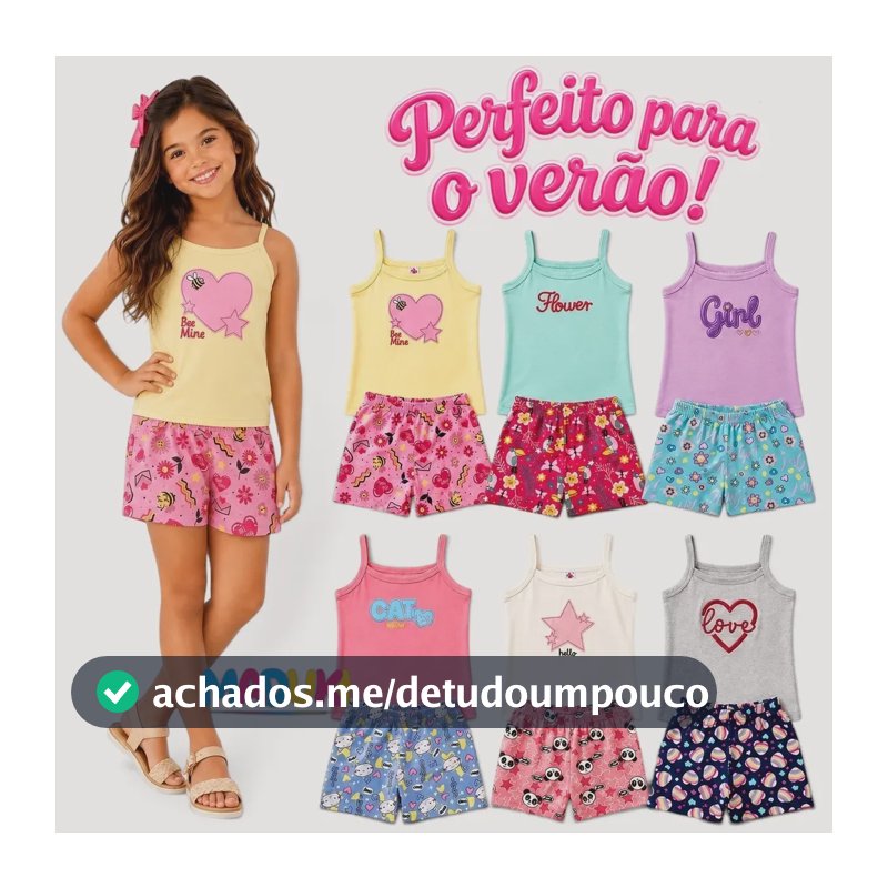 Kit 4 Peças Bordadas Premium Infantil Menina De Alça 1 A 16 Sortidas Tamanho 16
