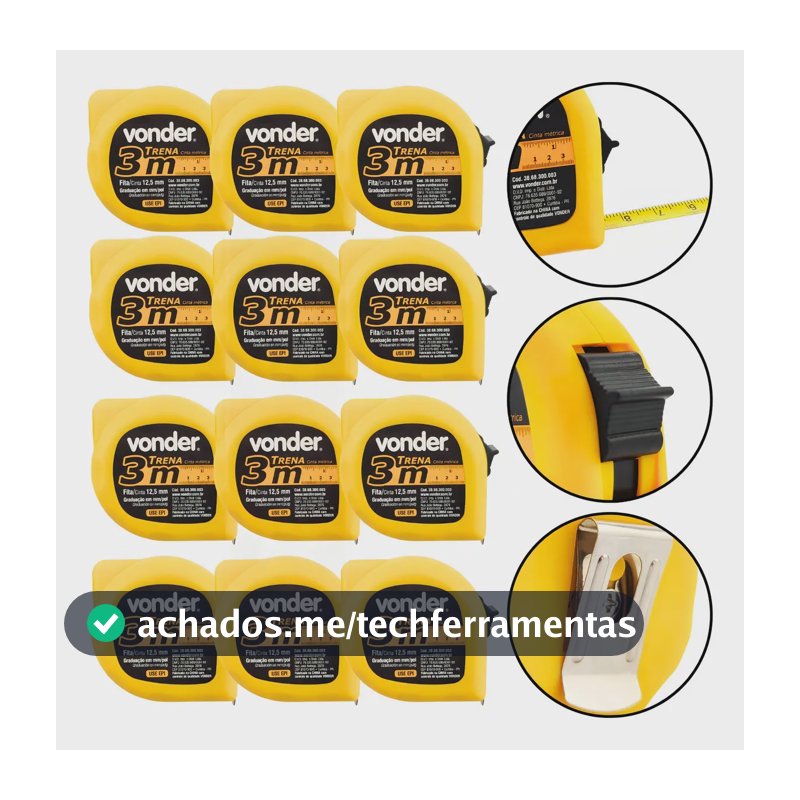 Kit 12 Trenas Curta De Aço 3 Metros Alta Qualidade - Vonder