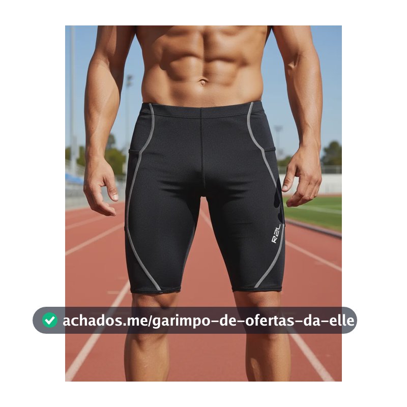 Bermuda De Compressão R2l Preta Com Costura Cinza Preto M