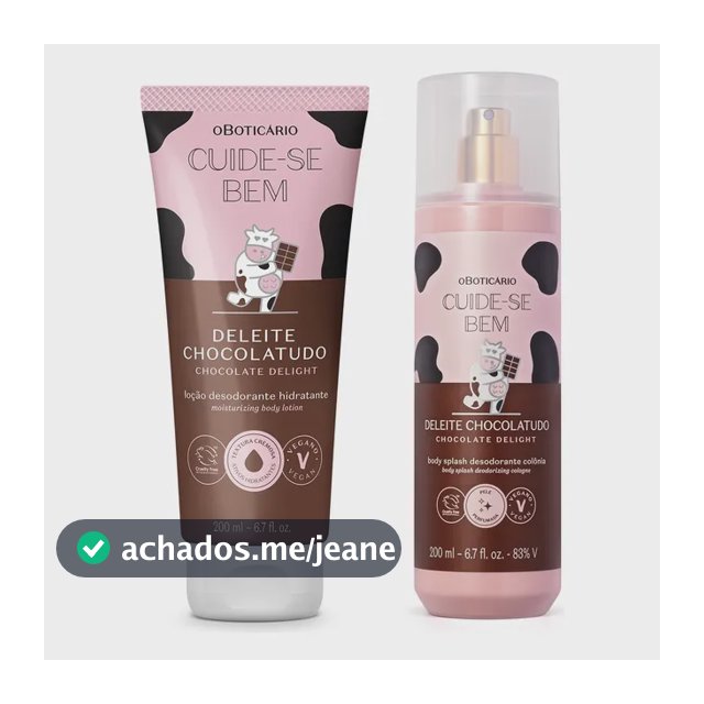 Combo Cuide-se Bem Deleite Chocolatudo: Loção Corporal 200ml + Body Splash 200ml