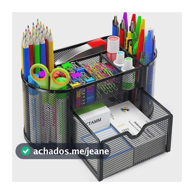 Organizador De Mesa De Malha Metálica Com Porta-canetas E Ga