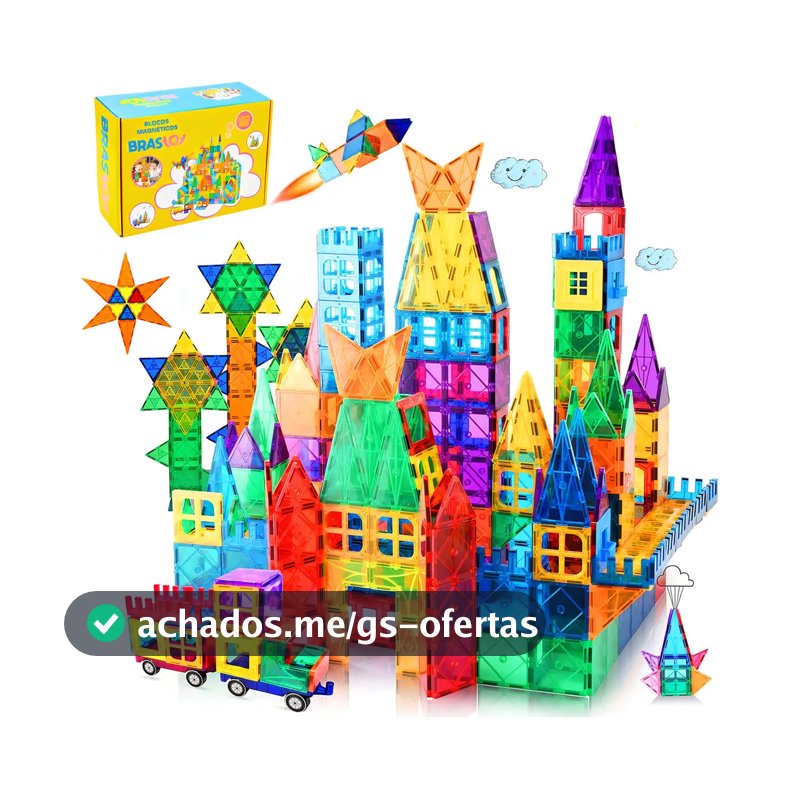 Brastoy Blocos Magnéticos Brinquedo Educativo Educação Infantil 65 Pecas Construção Empilhamento Jogo
