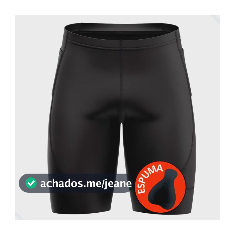 Bermuda Ciclismo Masculina Spinning Bolso Lateral Preta Bike Preto Liso G
