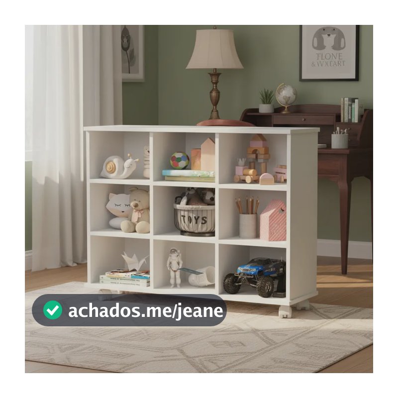 Nicho Organizador Infantil MDF Branco com Prateleiras e Rodízios