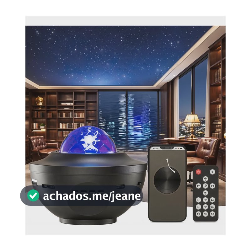 Luz Noturna Com Projeção De Céu Estrelado E Função Bluetooth Preto Branco 5v
