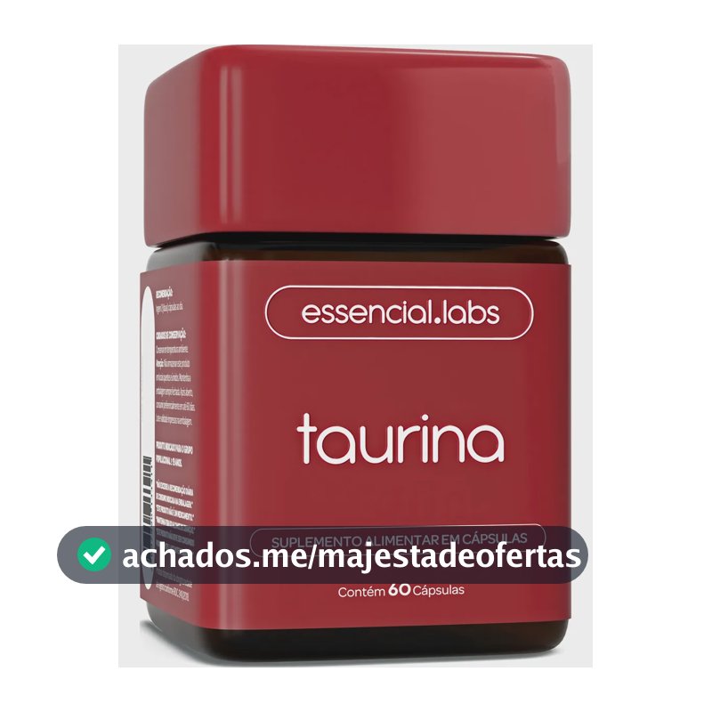 TAURINA com 1000mg por Dose - Fórmula Exclusiva com Máxima Concentração e Absorção - 60 Cápsulas