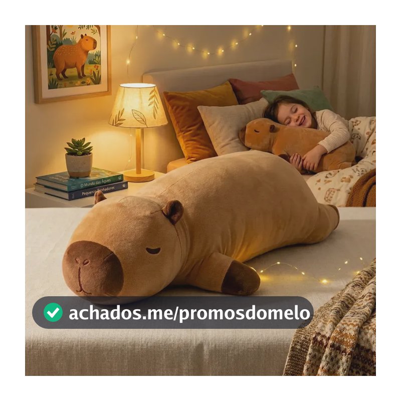 Travesseiro De Corpo Xuxão Capivara Pelúcia Gigante 65cm Almofada Abração Antialérgico Toque Super Macio Confortável Para Dormir Decorar Presentear Infantil Adulto Acabamento Premium Brasiliana Tech