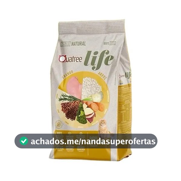 Ração Quatree Life gatos ad castrados 10,1kg sem transgênicos