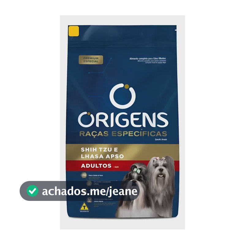 Ração Seca Origens Cão Adulto Shih Tzu Lhasa 3kg Nutrição Completa