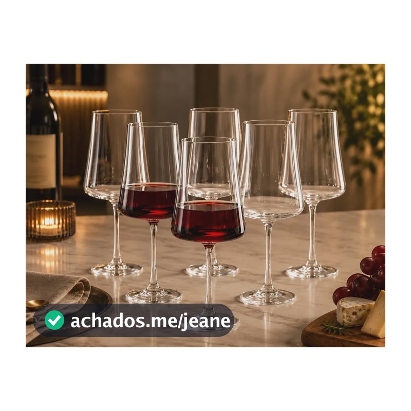 Jogo 6 Taça Cristal Titanium Vinho Tinto 660ml Xtra Bohemia Cristal