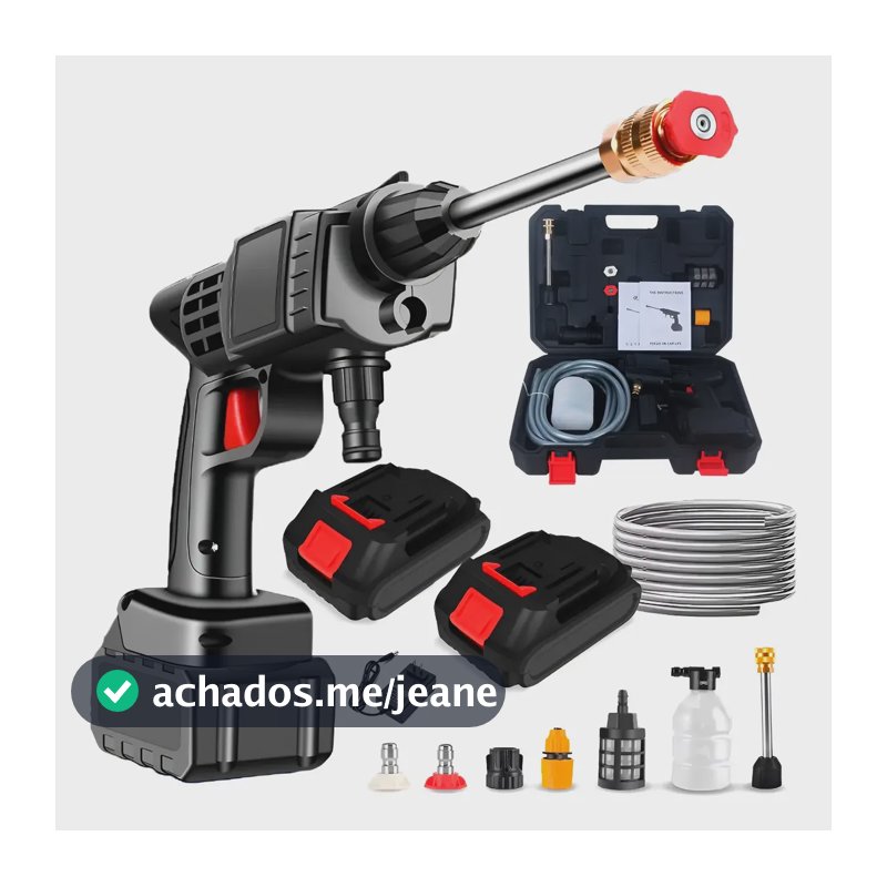 Lavadora Lava Jato Portátil Pressão 2 Baterias + Maleta Preto 127/220v 50 Hz X 60 Hz