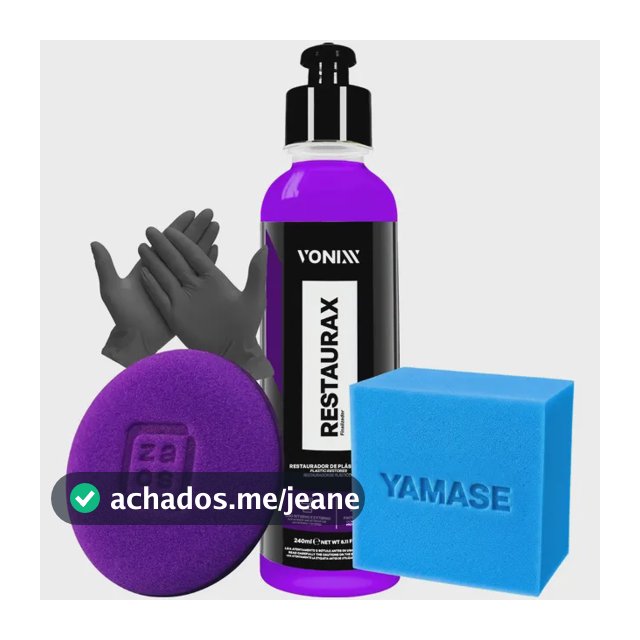 Kit Restaurador Plástico Restaurax 240ml Aplicador Luva Cor Roxo