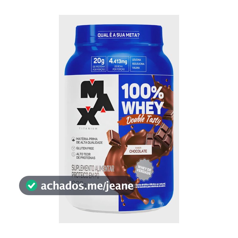 Whey 100% Concentrado Double Tasty Max Titanium Pote 900g Sabor Chocolate