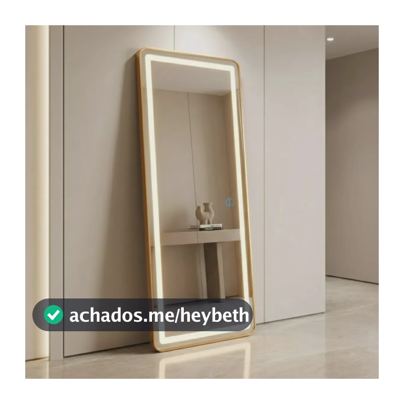 Espelho Corpo Inteiro 170x70 Led Moldura Preto Bronze Luxo Dourado