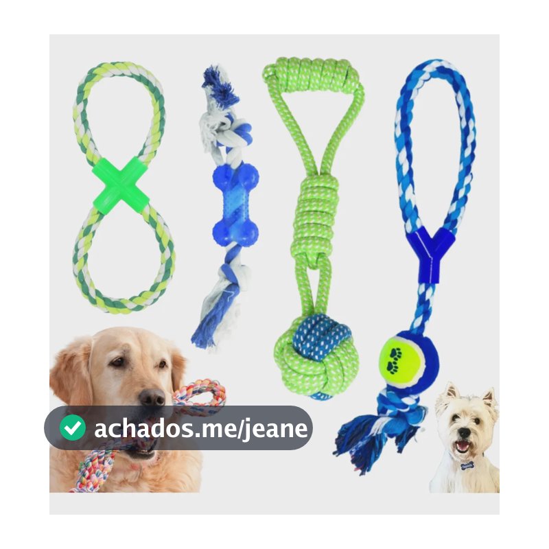 4 Brinquedo Pet Corda Resistente Interativo Cachorro Forte