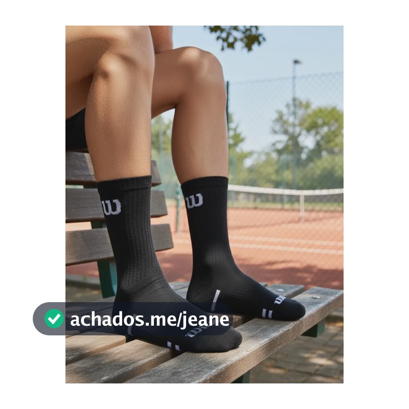 10 Meias Wilson Cano Longo Unisex Algodão Preto Logo 38-44