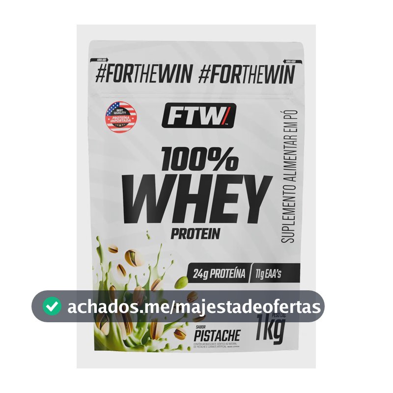 Whey Protein 100% Concentrado Refil 1kg Sabor Pistache - FTW