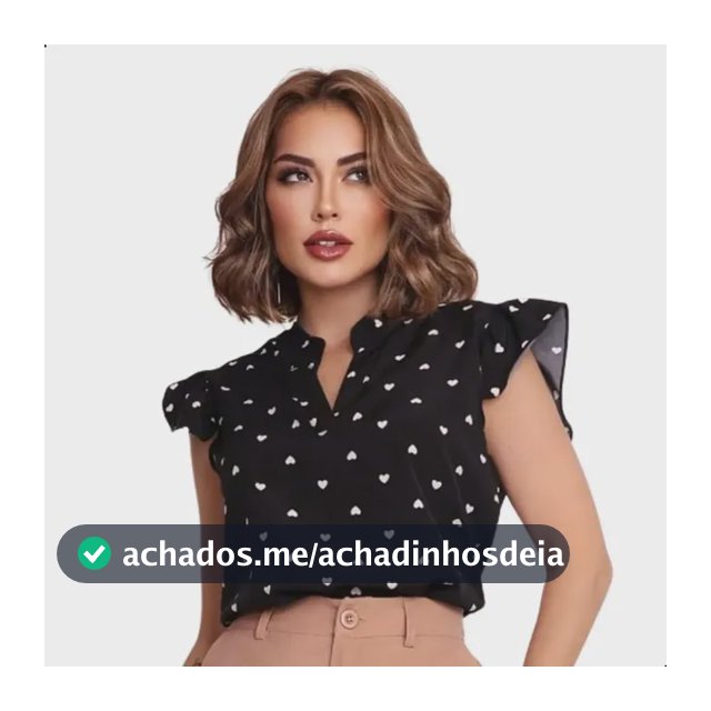 Blusa Feminina Crepinho Estampa Coração Babado Manga Gola V