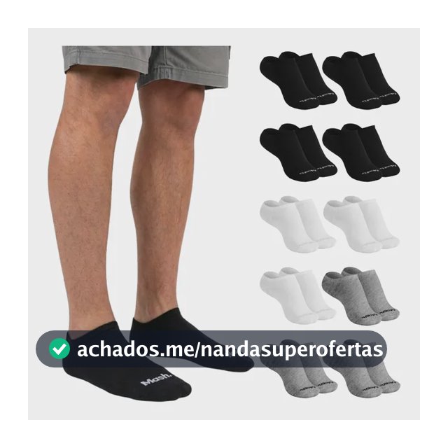 Kit 10 Pares Meia Invisível Soquete Algodão Confortável Mash