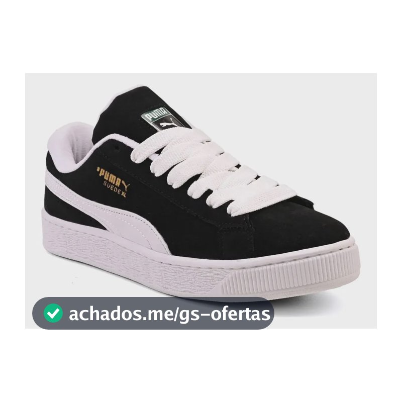Tênis Puma Suede Xl Skatista Academia Treino Macio Envio Ful Preto Branco 40 Br