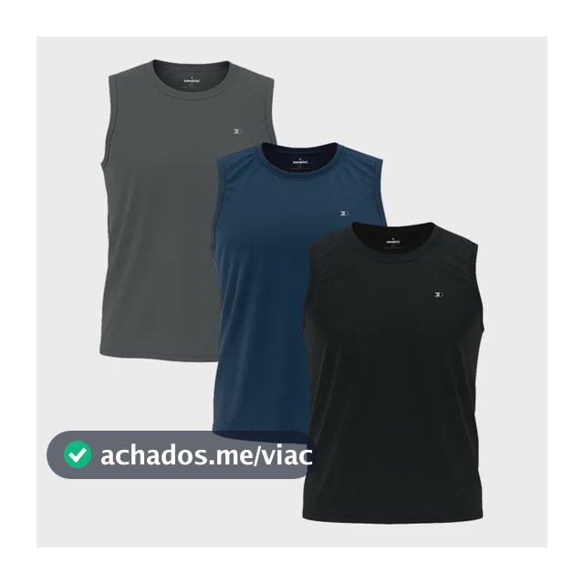 Kit 3 Regata Dry-fit Lisa Masculina Sandrini Academia Casual