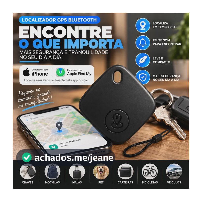 Mini Localizador Gps Smart Tag Compatível IOS Rastreador Preto/branco