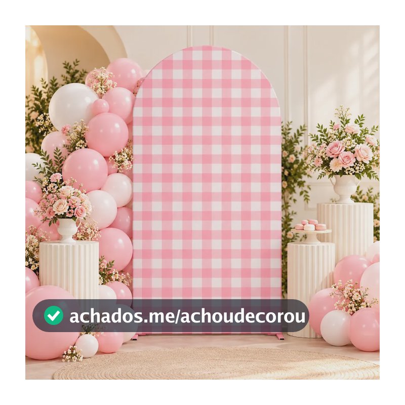 Capa Painel Romano 2x1 C/elást Sublimado Xadrez Veste Fácil Rosa