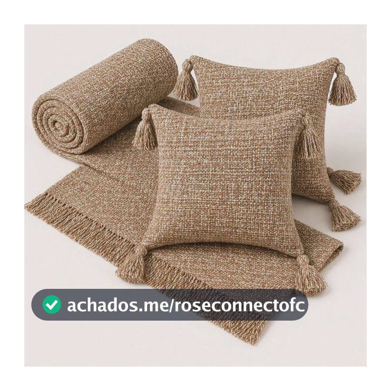 Kit Manta Para Sofá Viena + 2 Capas De Almofada 45x45 Algodão Decoração E Conforto