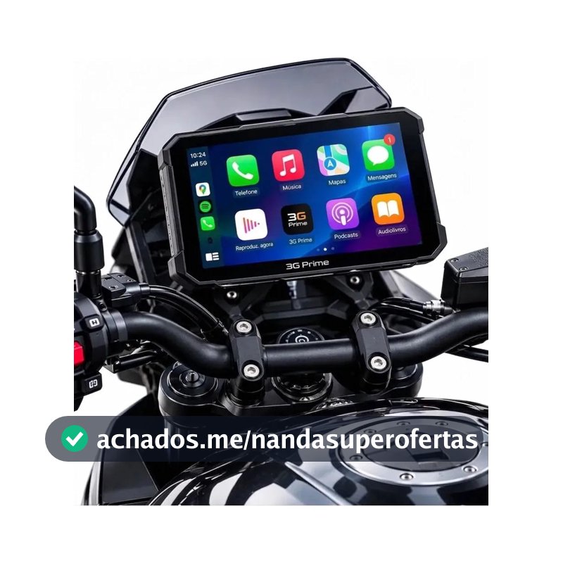 Multimídia Moto 5 Polegadas CarPlay Android Auto GPS Bluetooth IP67 Tela Touch Sem Fio