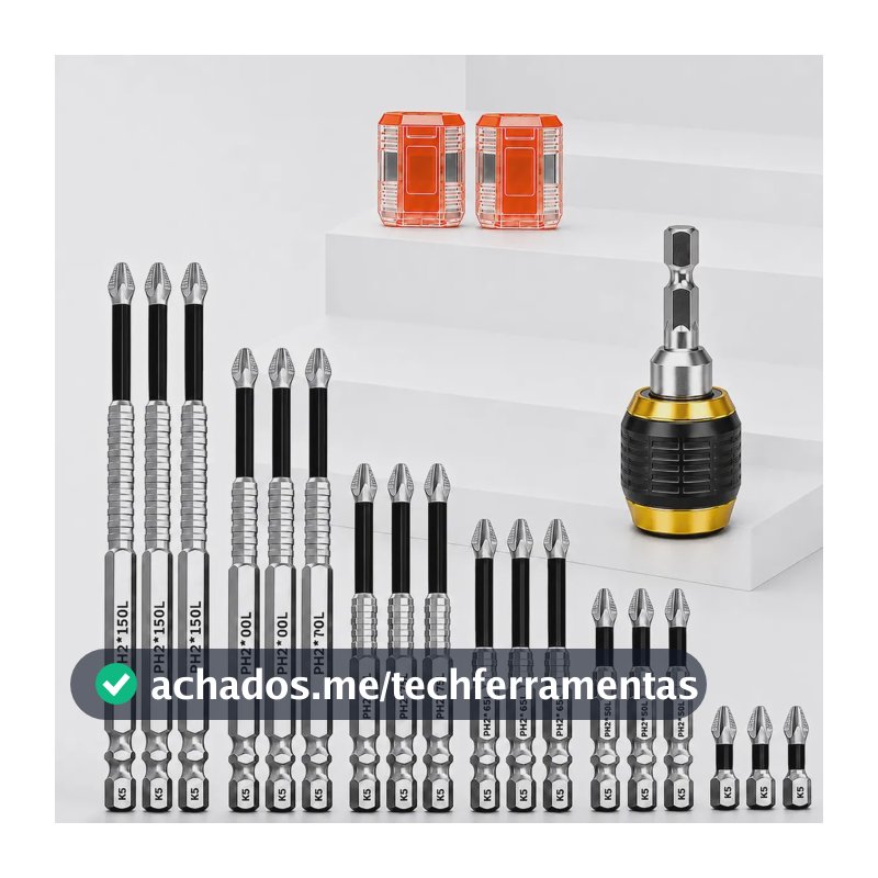 Kit 18 Ponta Bits Magnéticas K5 Ph2 Parafusadeira，Inclui 1 adaptador e 2 magnetizadores.