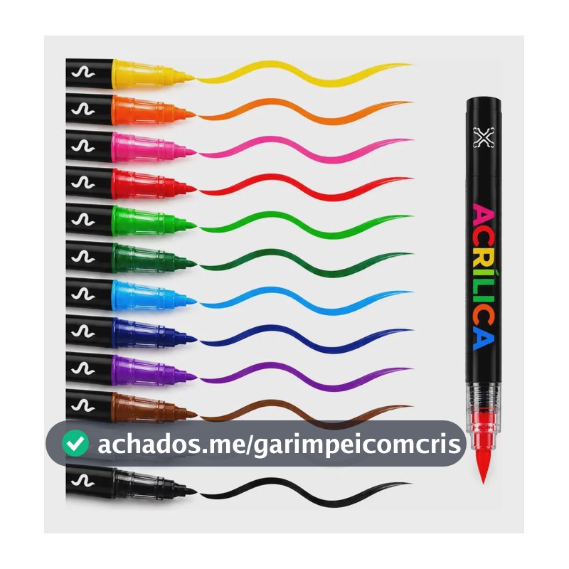 Kit 12 Canetas Marcador Acrílico Ponta Pincel Acrylic Marker Multicolor