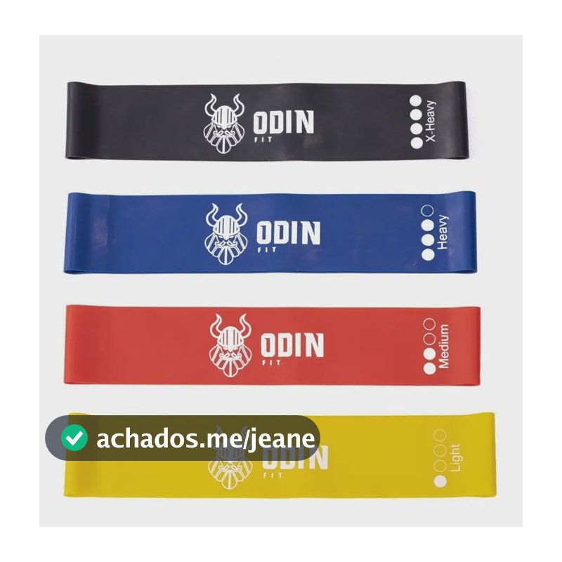 Kit Mini Bands Elástico 4 Intensidades Faixa Loop Odin Fit