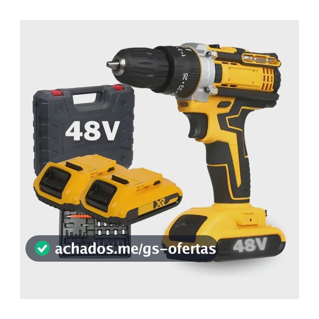 Parafusadeira Furadeira 48v Profissional 2 Baterias Sem Fio Amarelo 127/220v 50 Hz X 60 Hz