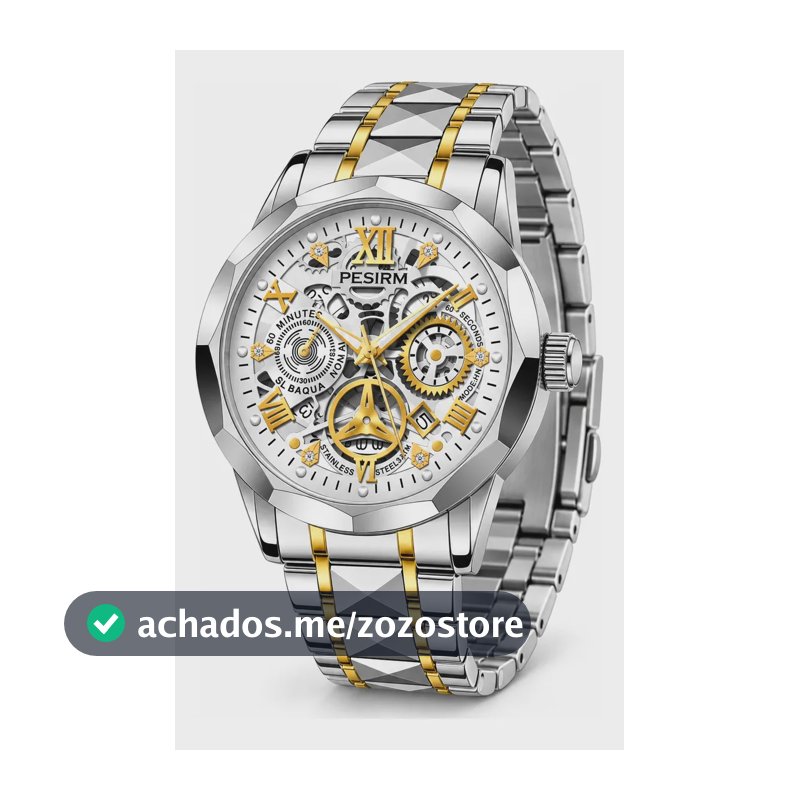 Relógio Masculino De Pulso Analógico Quartzo Com Data 41mm Prata E Dourado Prateado