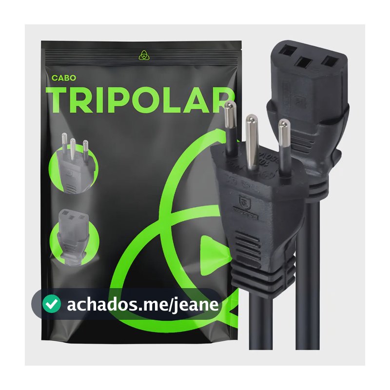 Cabo De Força Tripolar 3 Pinos Padrão Brasileiro 10a, 1.5m Serve Panela De Arroz, Fonte Pc/notebook,impressoras - Trinity