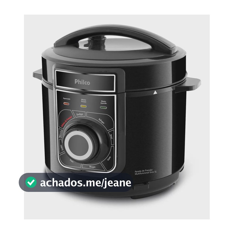 Panela De Pressão Philco Ppp02pi Inox Multifuncional 5l Cor Preto