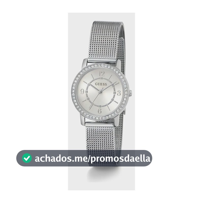 Vestido feminino analógico feminino Guess Trend, pulseira de relógio, cor prata
